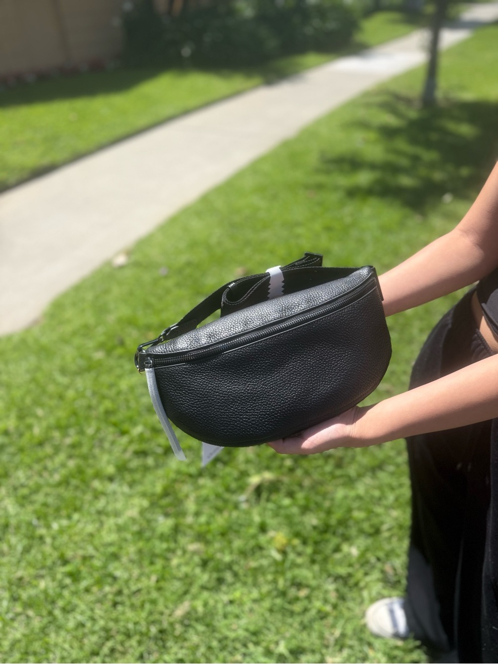 Quince Black Pebbled Leather Quinn Sling Bag